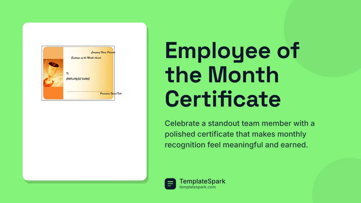 Employee of the Month Certificate Employee of the Month Certificate