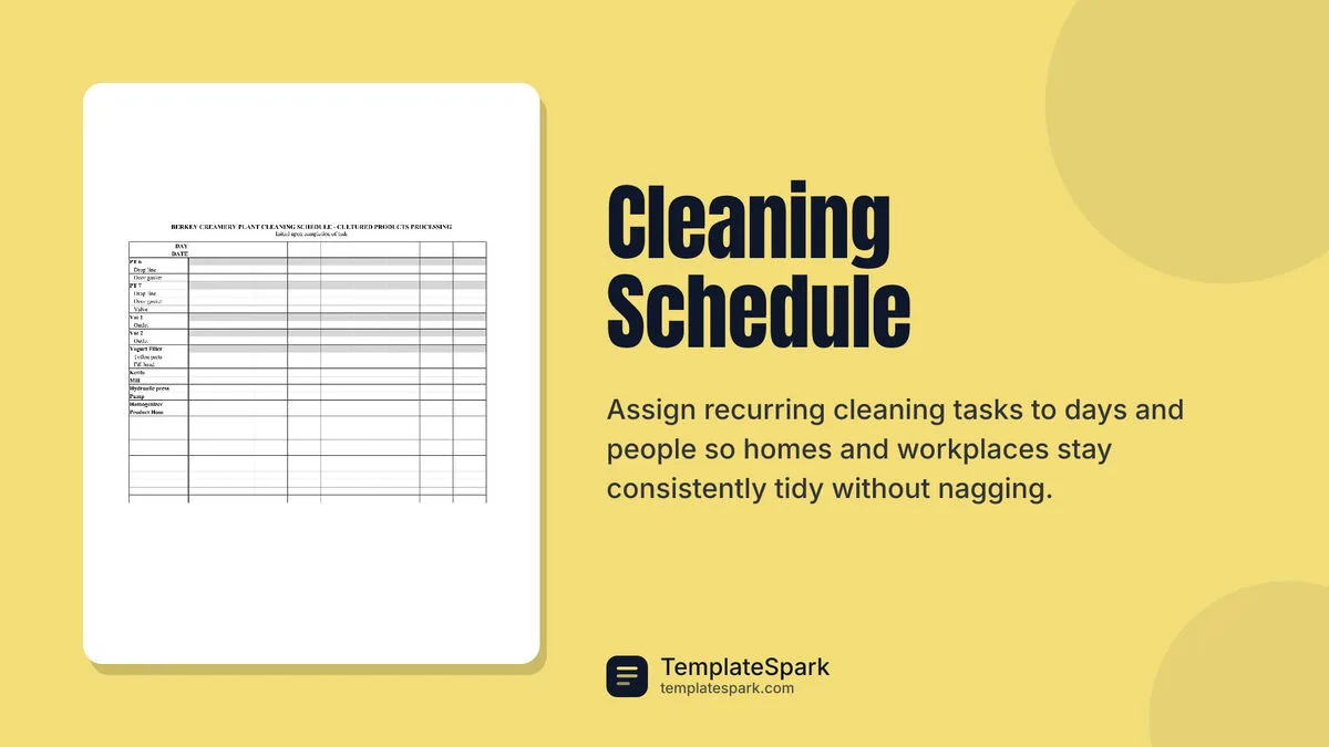 Cleaning Schedule Cleaning Schedule