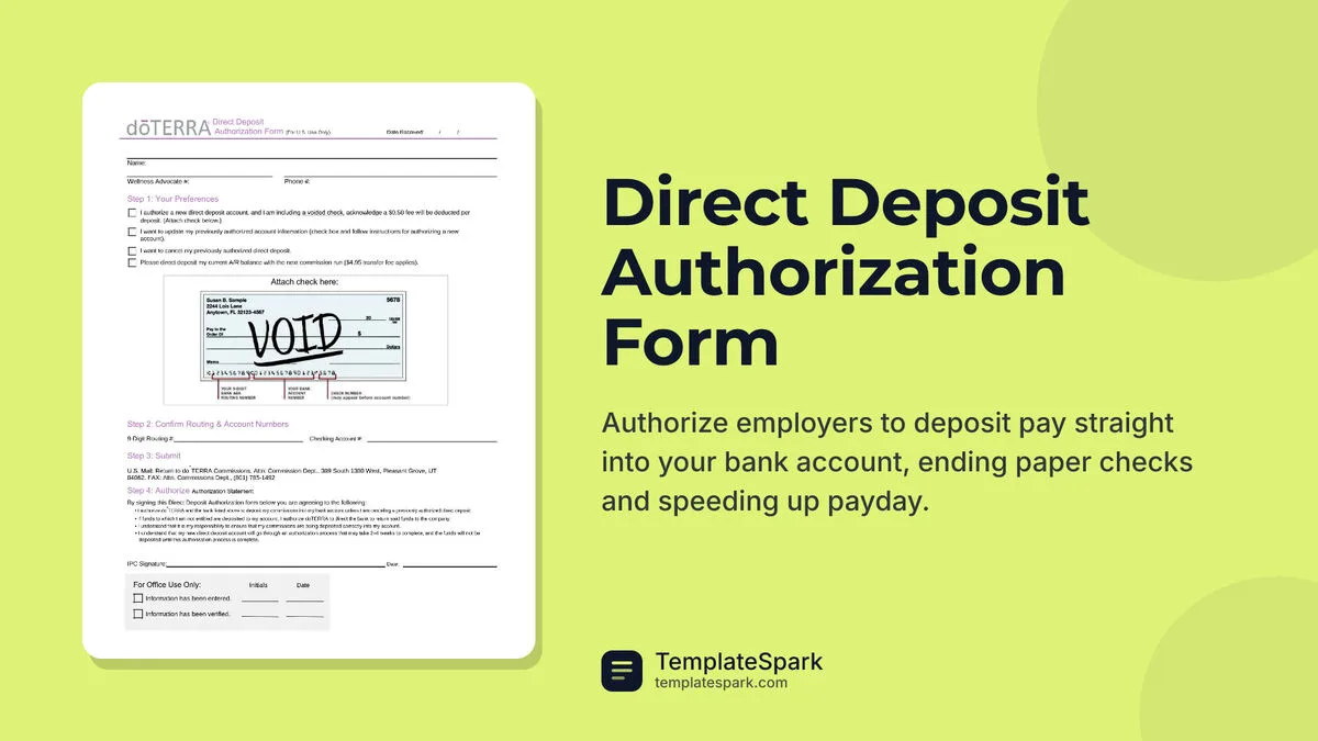 Direct Deposit Authorization Form