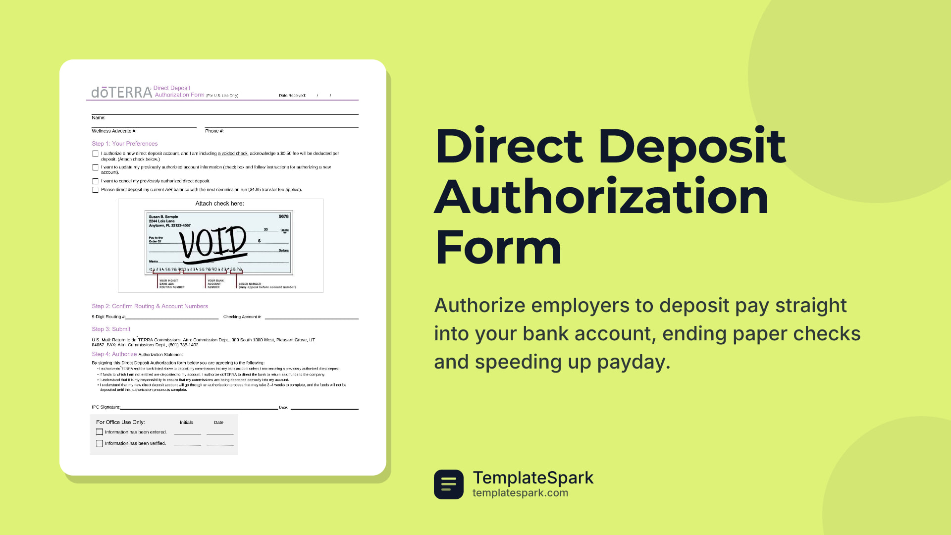 Direct Deposit Authorization Form