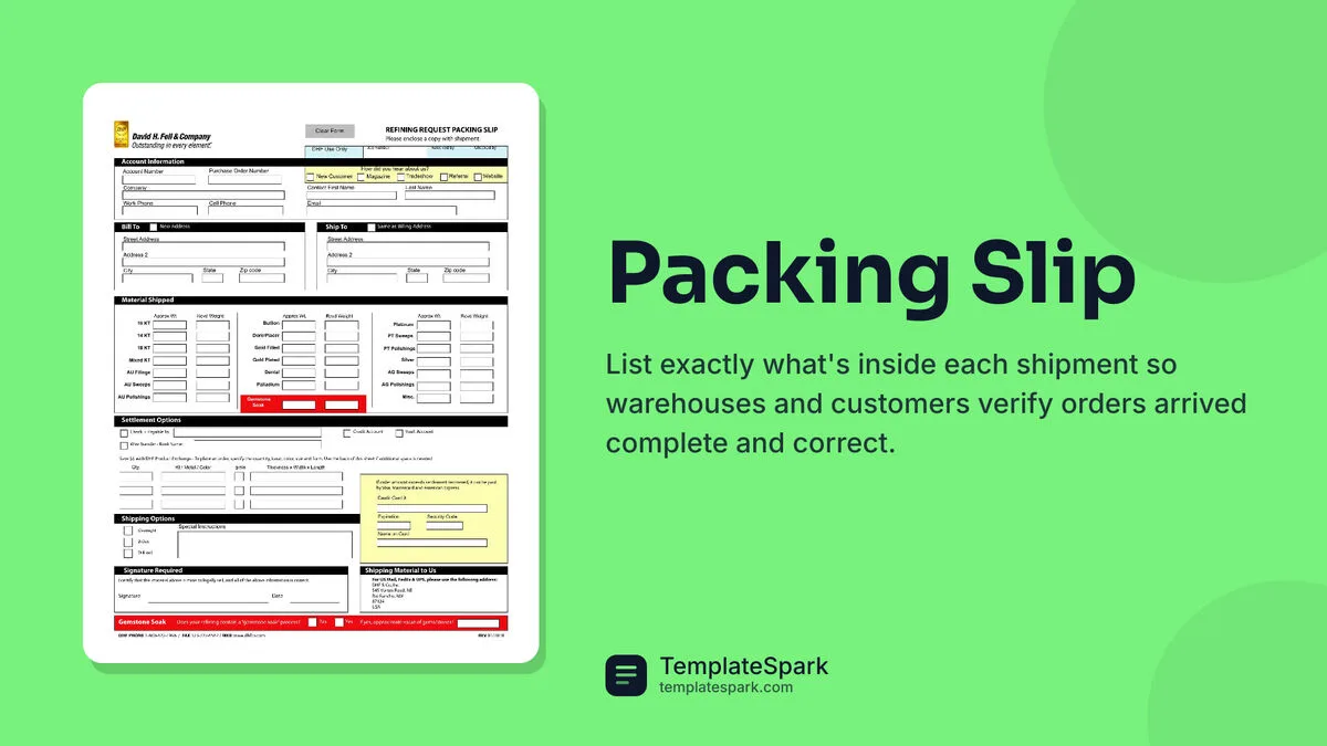 Packing Slip Packing Slip