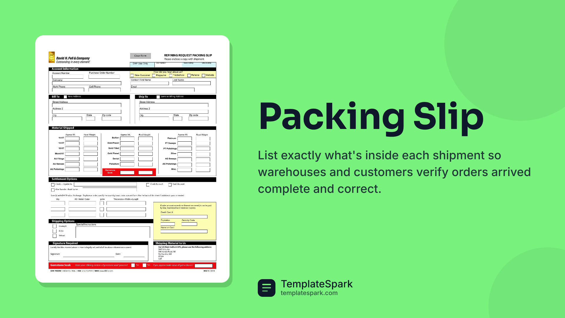 Packing Slip preview