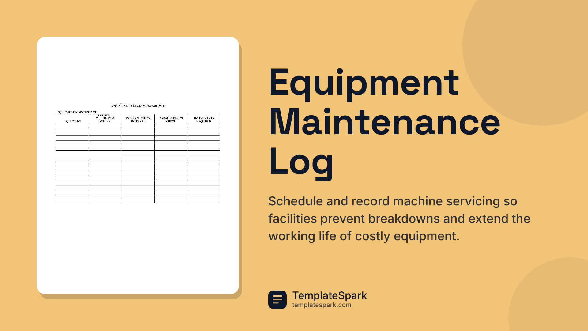 Equipment Maintenance Log preview