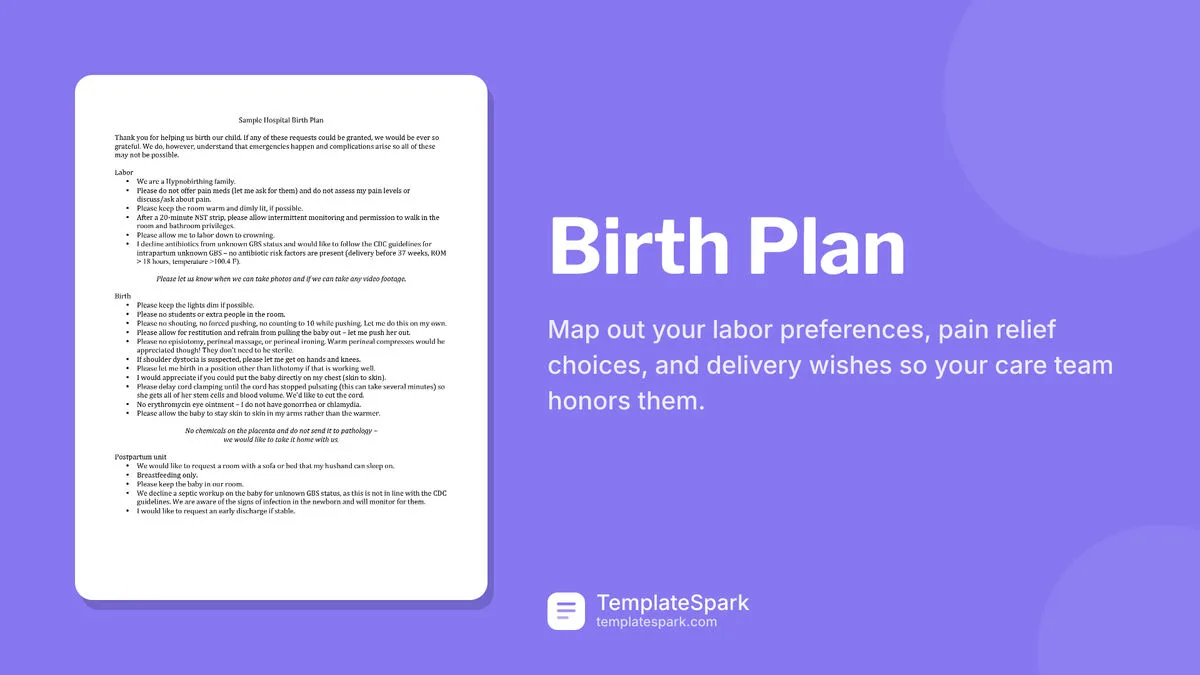 Birth Plan Birth Plan