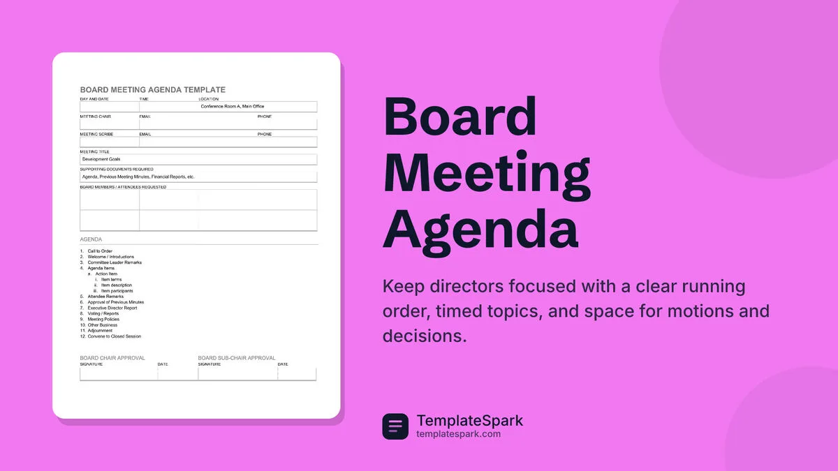 Board Meeting Agenda Board Meeting Agenda