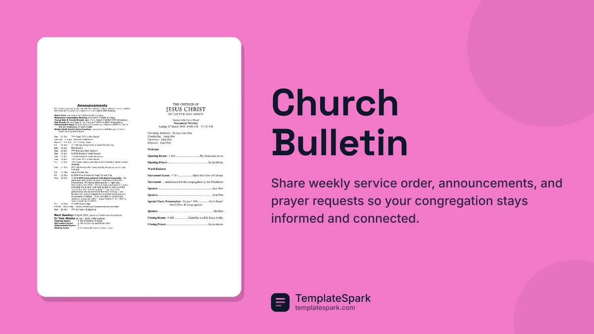Church Bulletin Church Bulletin