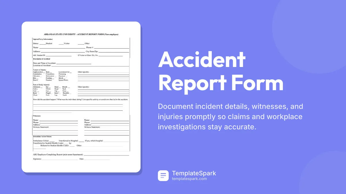 Accident Report Form Accident Report Form