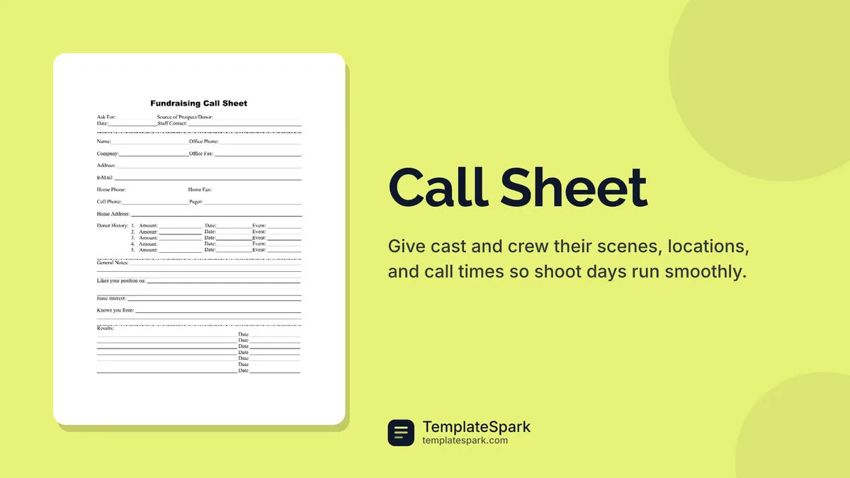Call Sheet Call Sheet