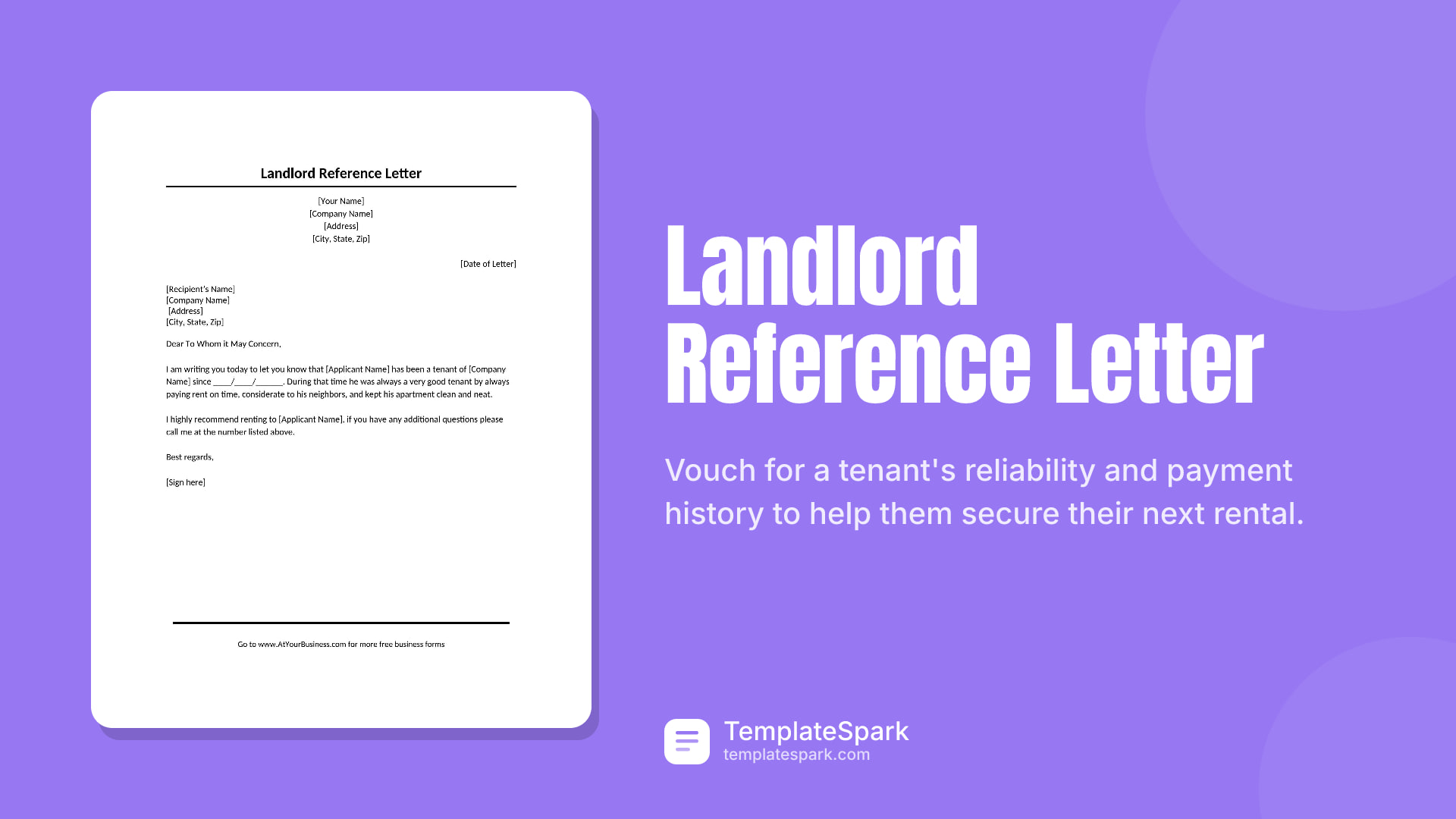 Landlord Reference Letter