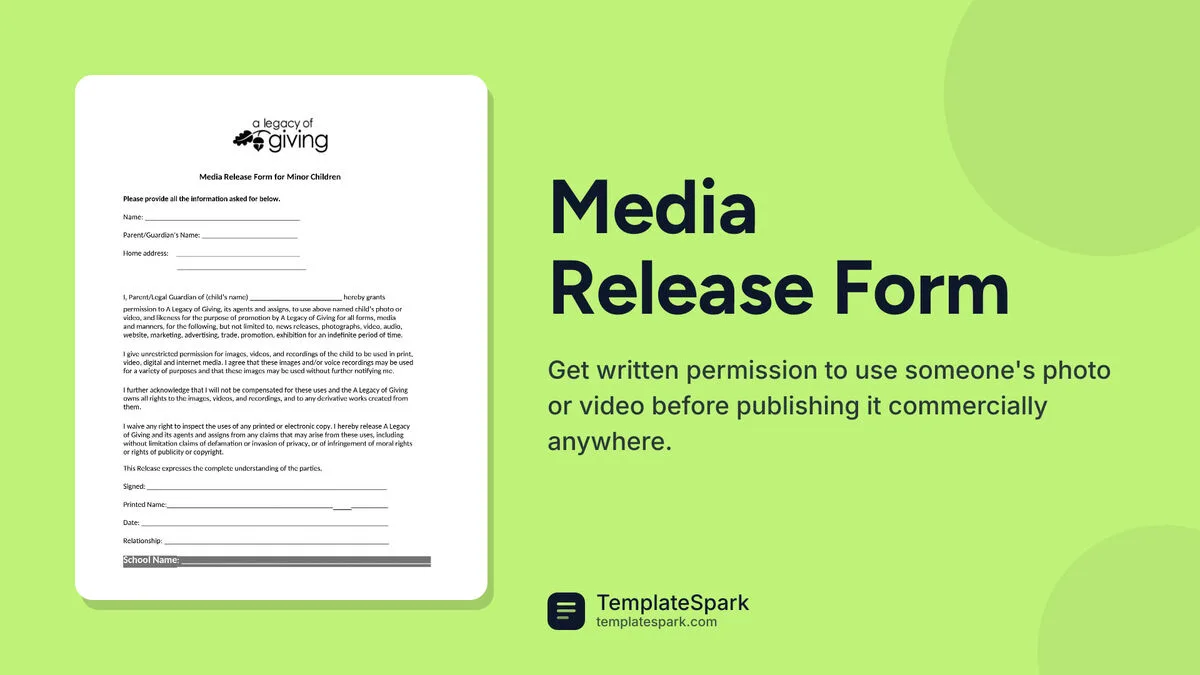 Media Release Form Media Release Form