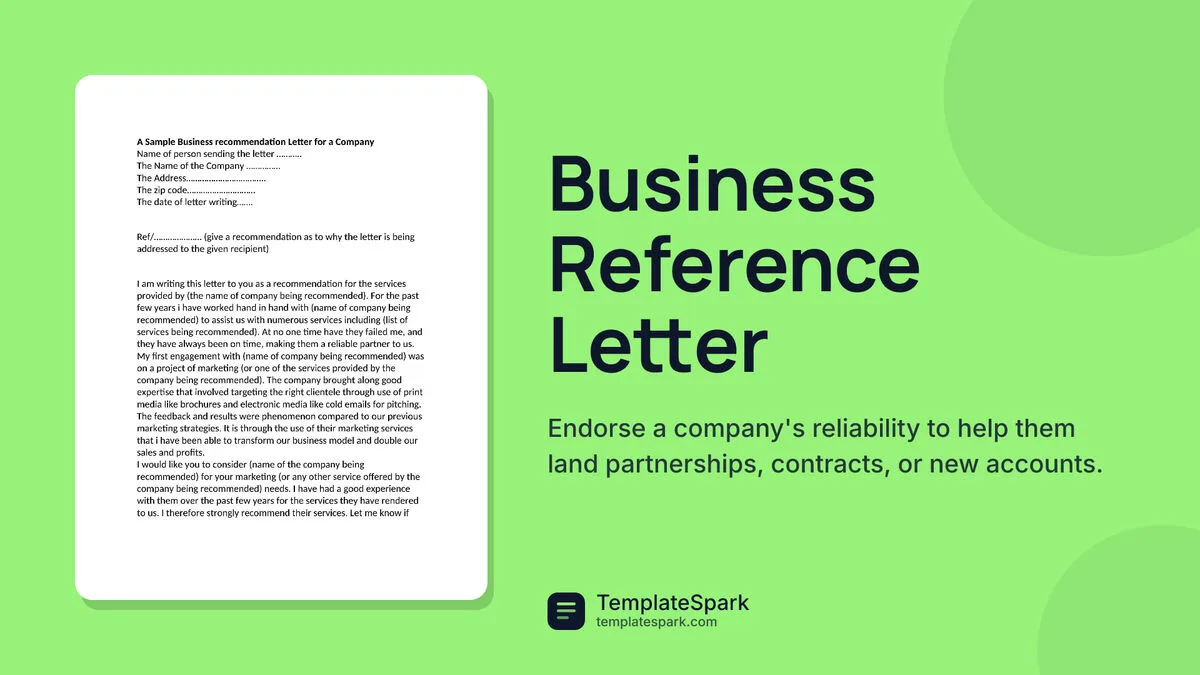 Business Reference Letter Business Reference Letter
