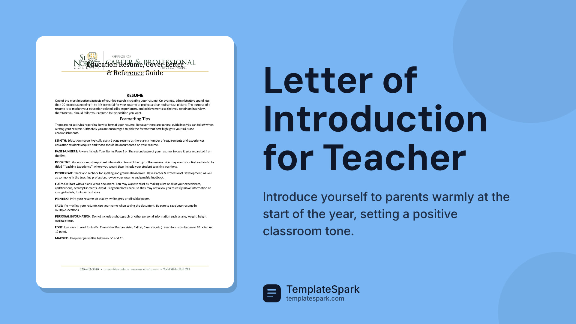Letter of Introduction for Teacher