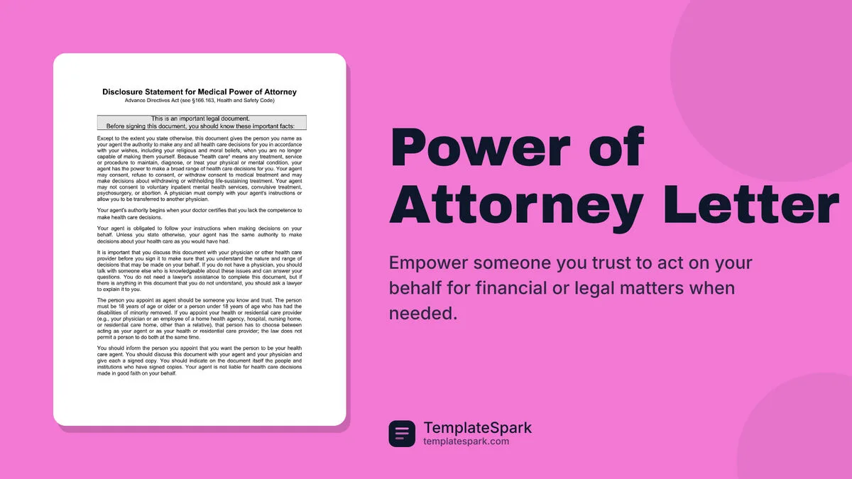 Power of Attorney Letter