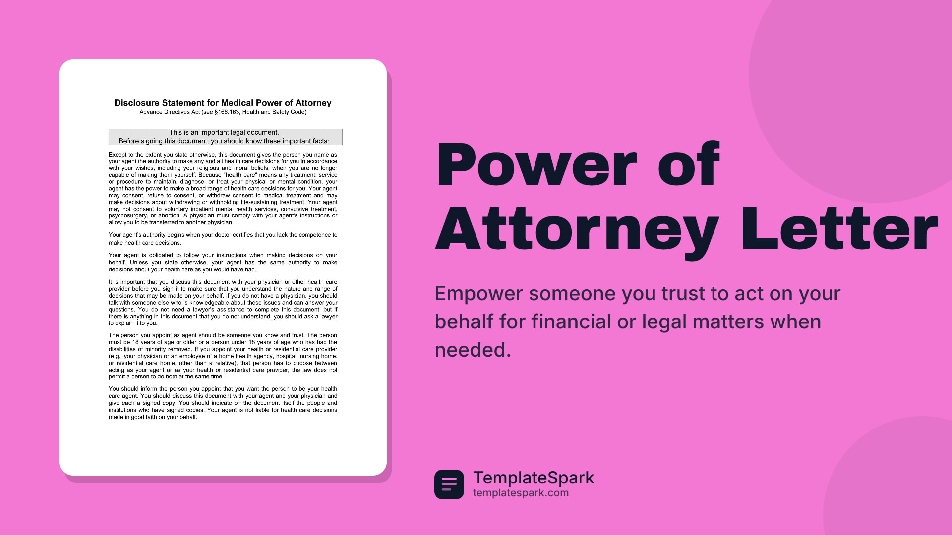 Power of Attorney Letter