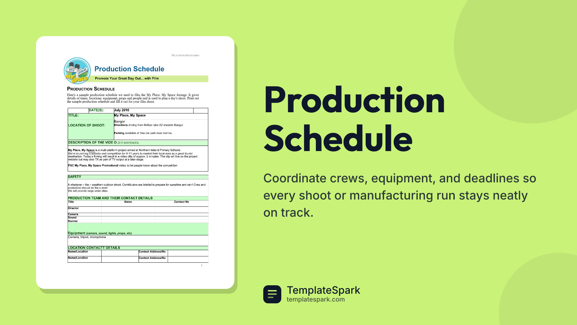 Production Schedule preview