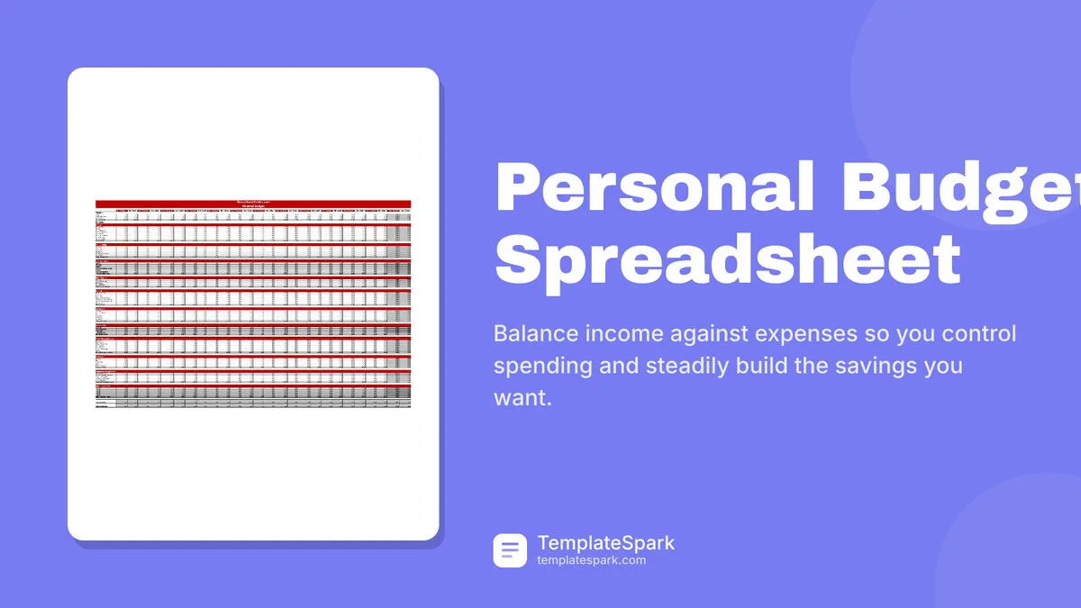 Personal Budget Spreadsheet Personal Budget Spreadsheet