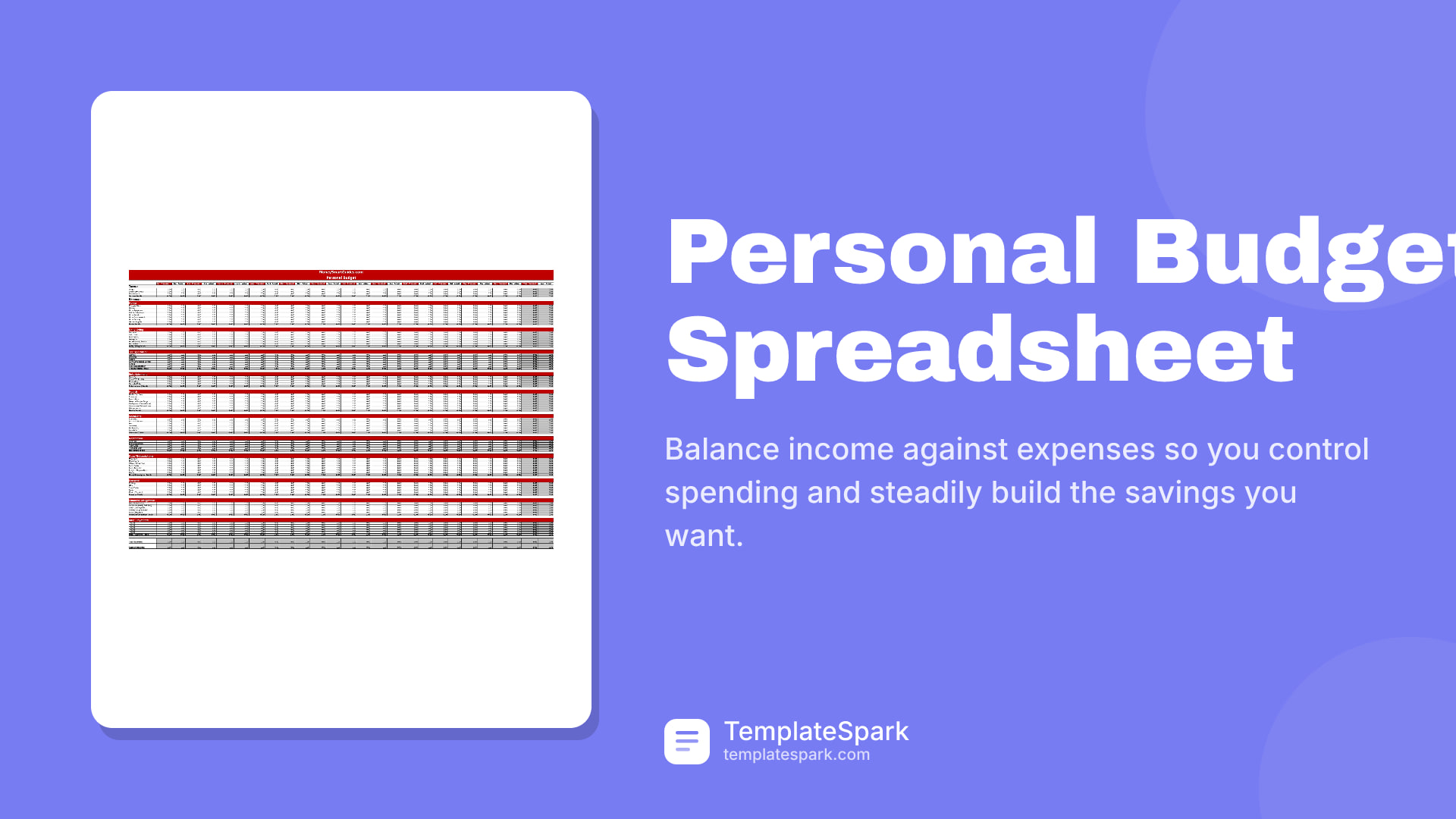 Personal Budget Spreadsheet