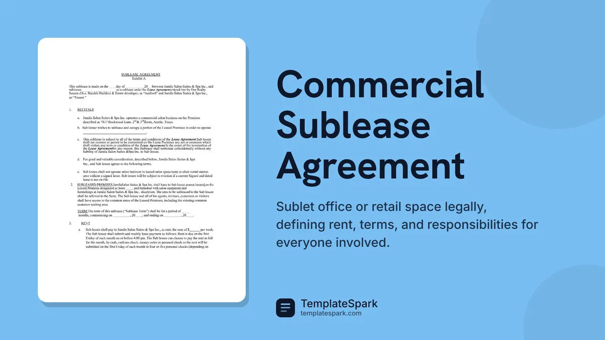 Commercial Sublease Agreement Commercial Sublease Agreement