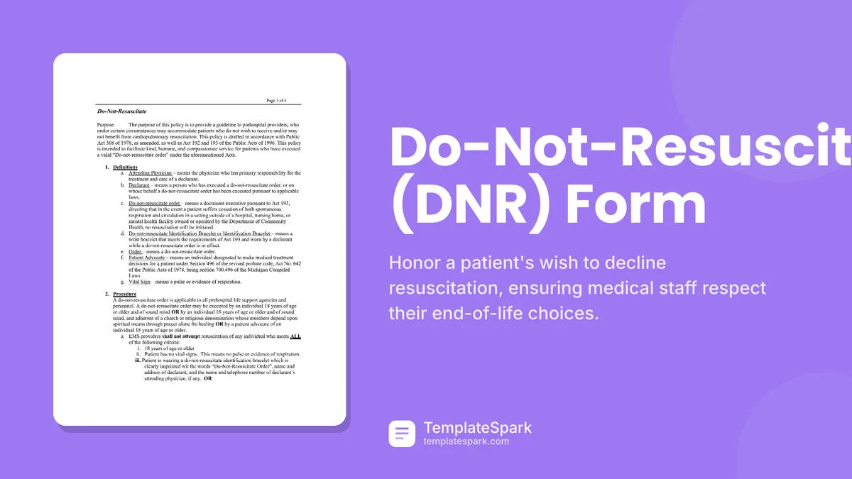 Do-Not-Resuscitate (DNR) Form Do-Not-Resuscitate (DNR) Form