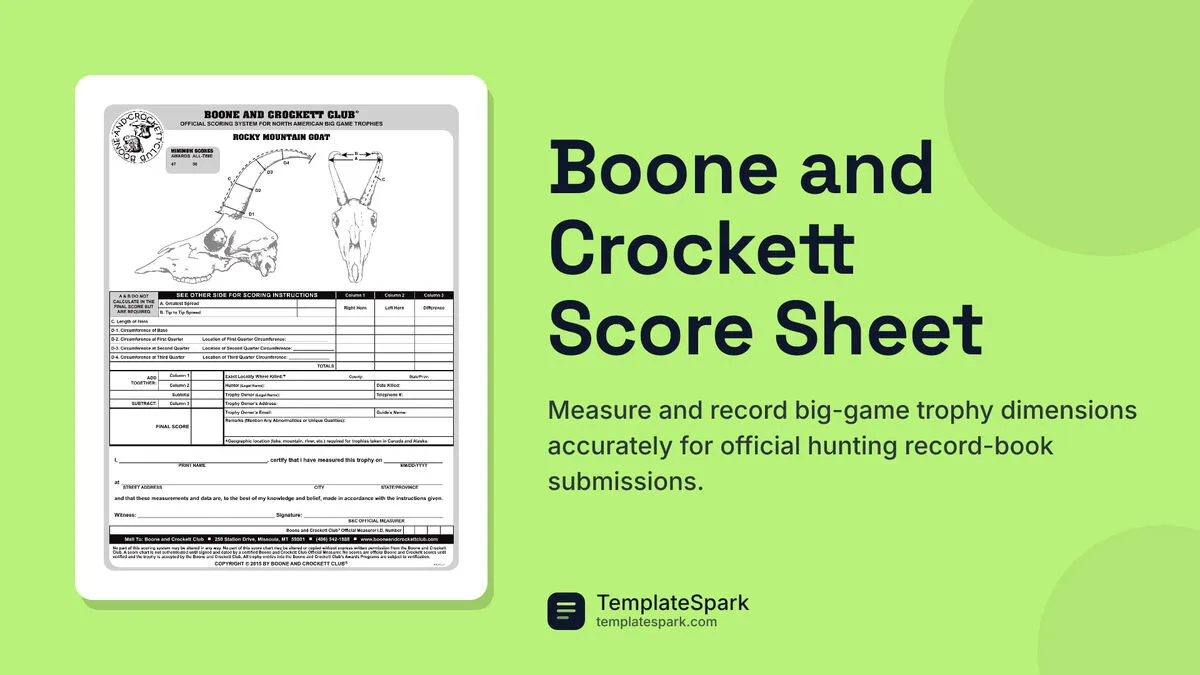 Boone and Crockett Score Sheet Boone and Crockett Score Sheet