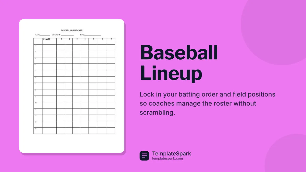 Baseball Lineup Baseball Lineup