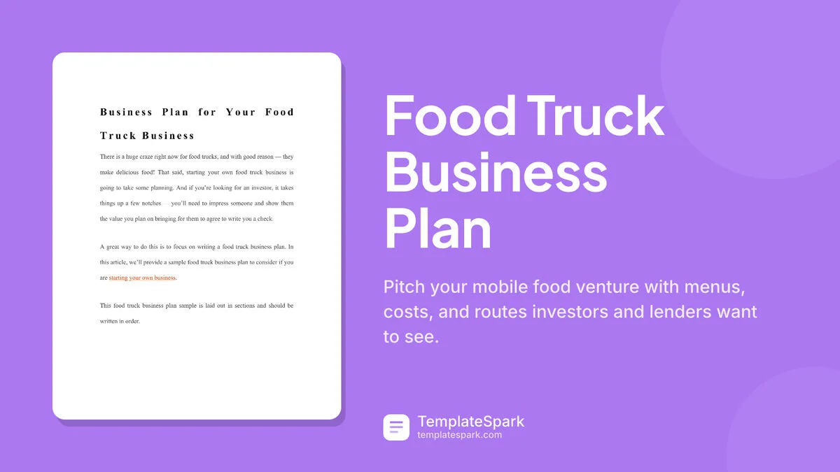Food Truck Business Plan Food Truck Business Plan