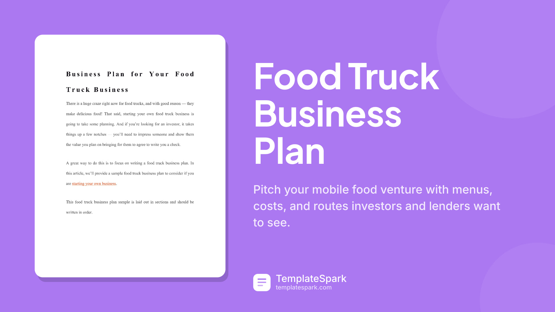 Food Truck Business Plan