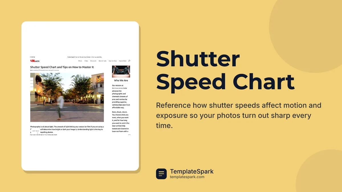 Shutter Speed Chart Shutter Speed Chart
