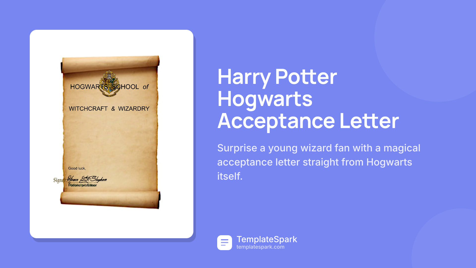 Harry Potter Hogwarts Acceptance Letter