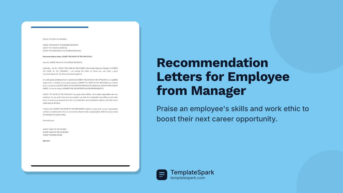 Recommendation Letters for Employee from Manager Recommendation Letters for Employee from Manager