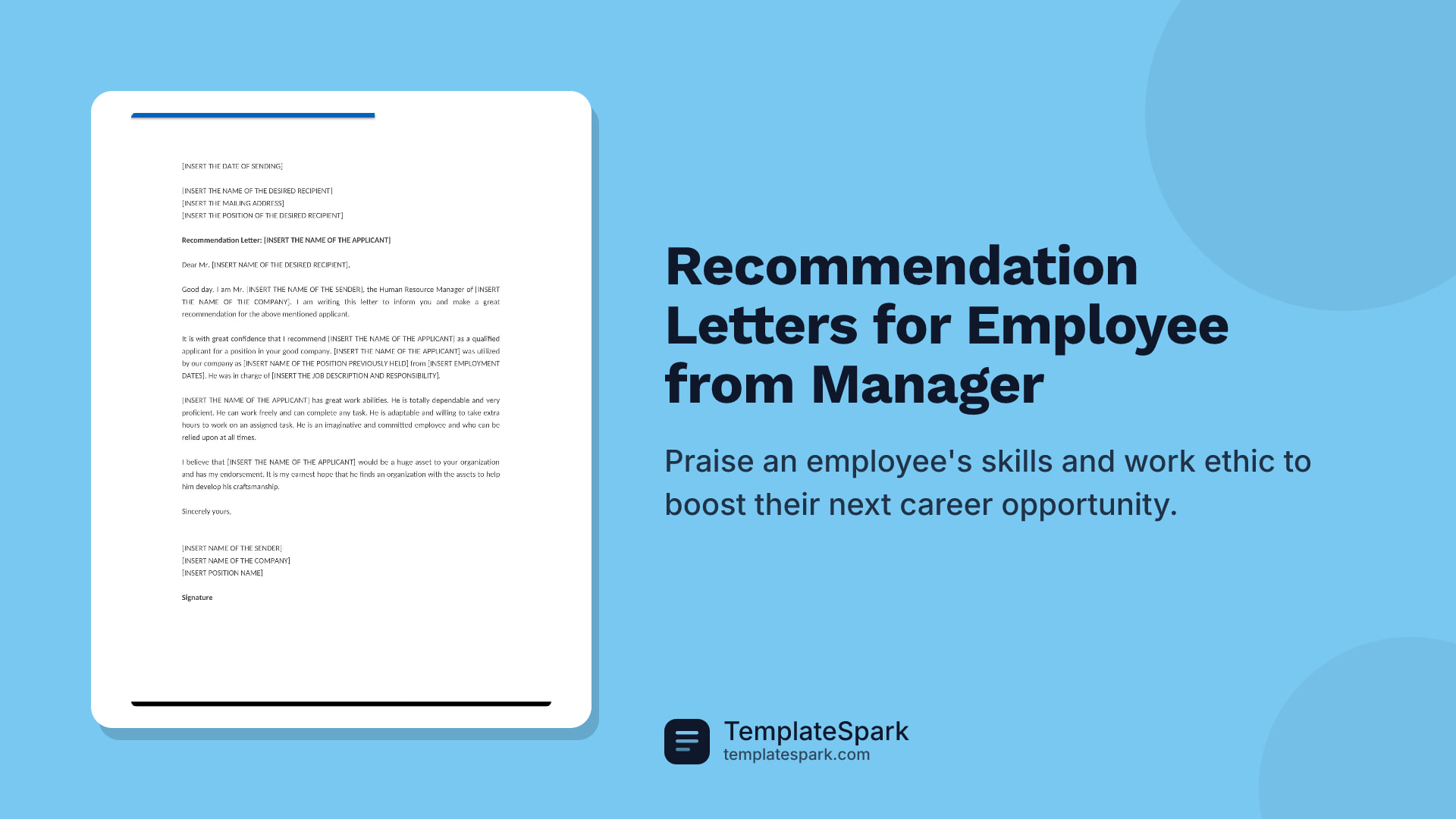 Recommendation Letters for Employee from Manager
