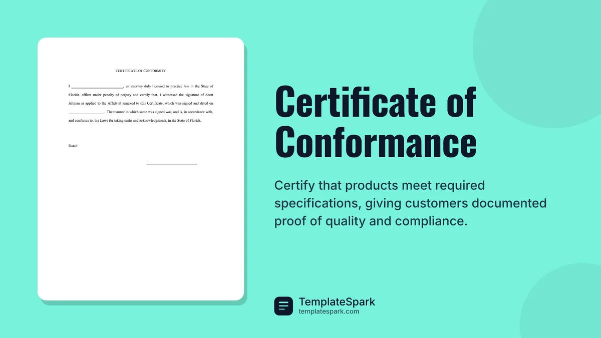 Certificate of Conformance Certificate of Conformance
