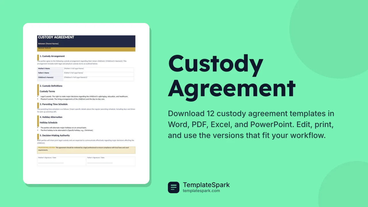 Custody Agreement Custody Agreement