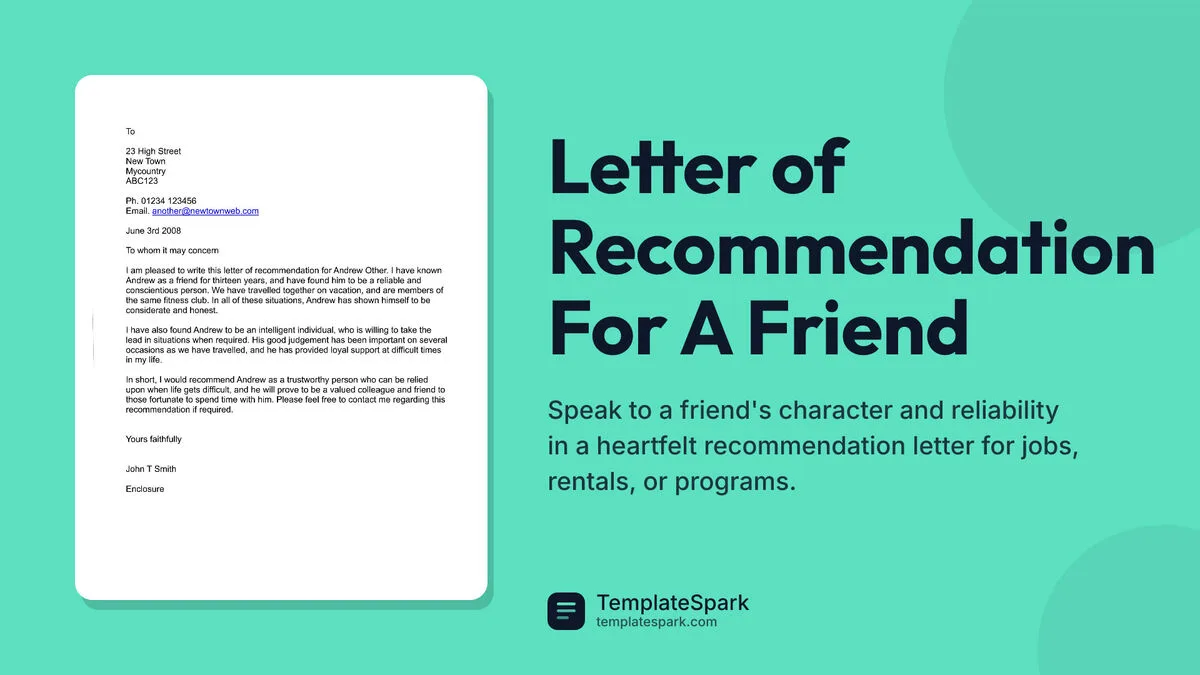 Letter of Recommendation For A Friend Letter of Recommendation For A Friend