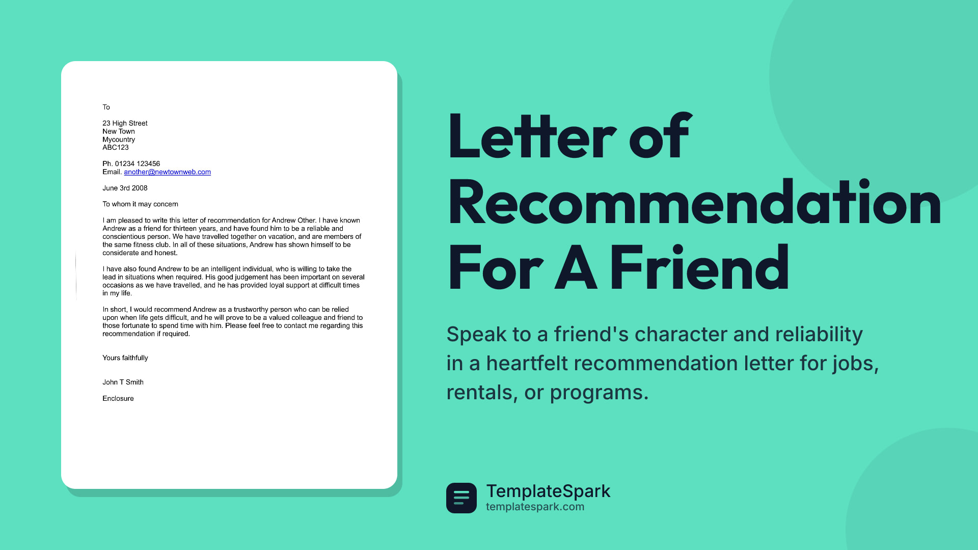 Letter of Recommendation For A Friend