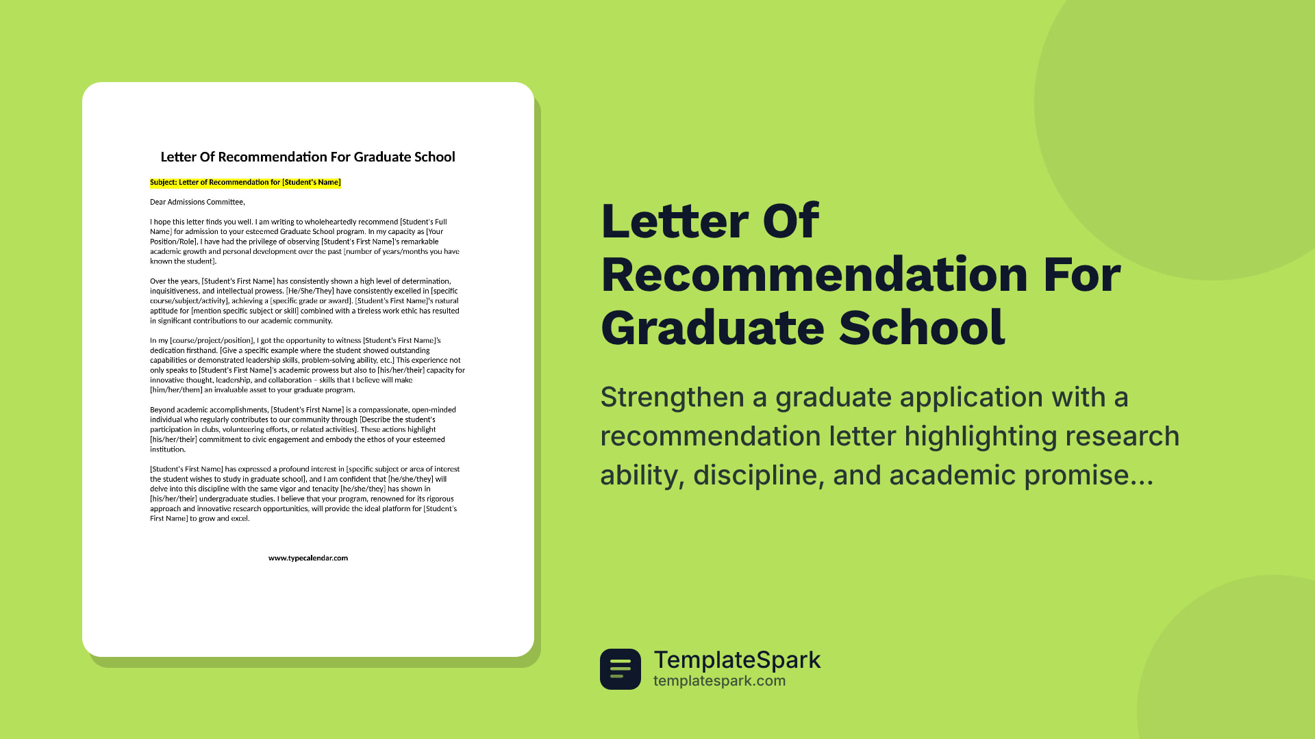 Letter Of Recommendation For Graduate School