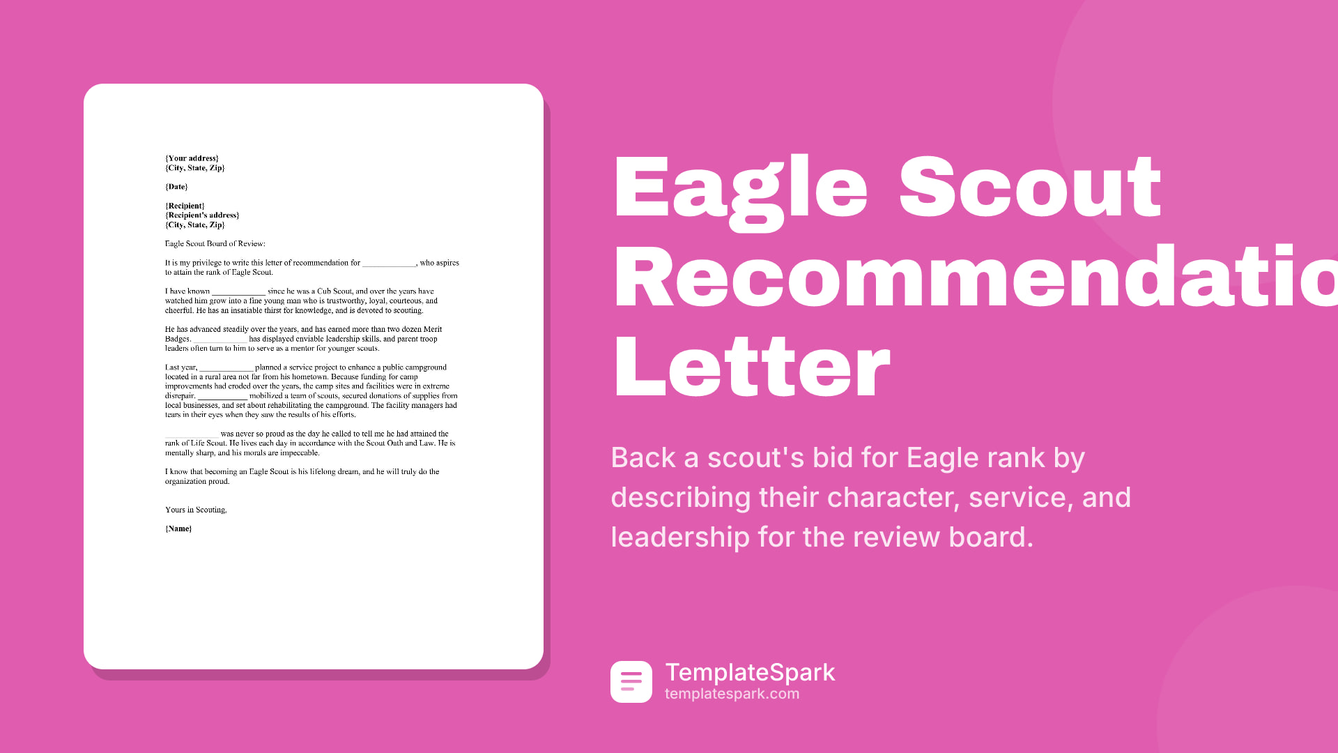 Eagle Scout Recommendation Letter