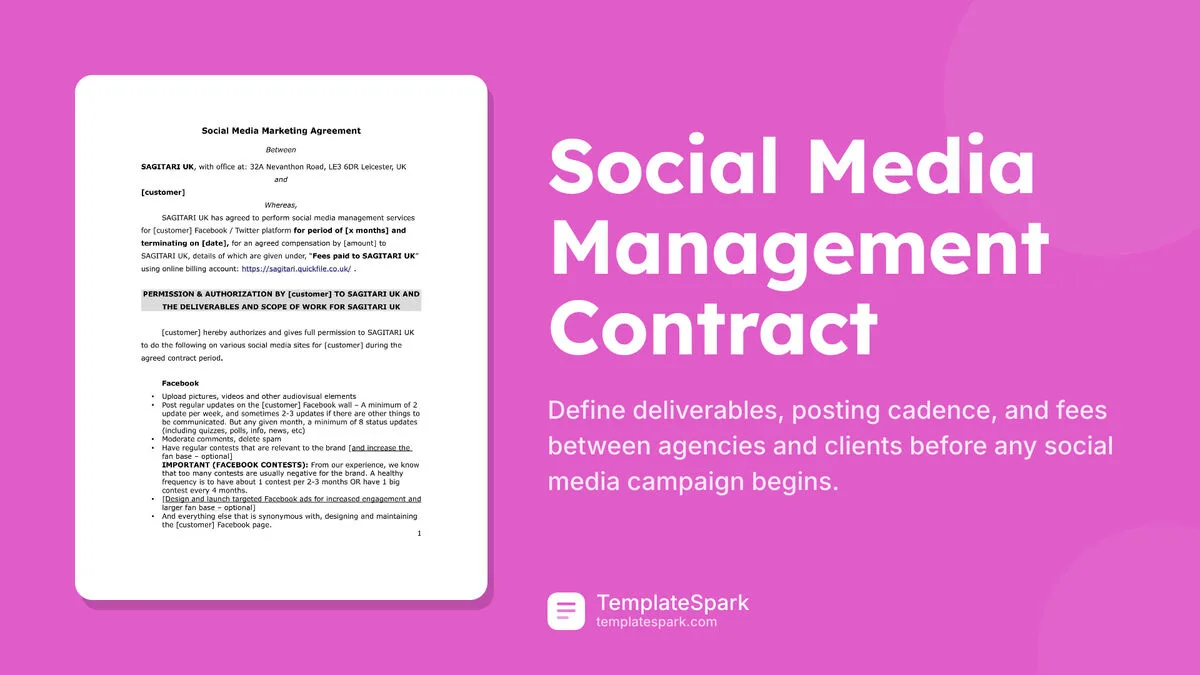 Social Media Management Contract Social Media Management Contract
