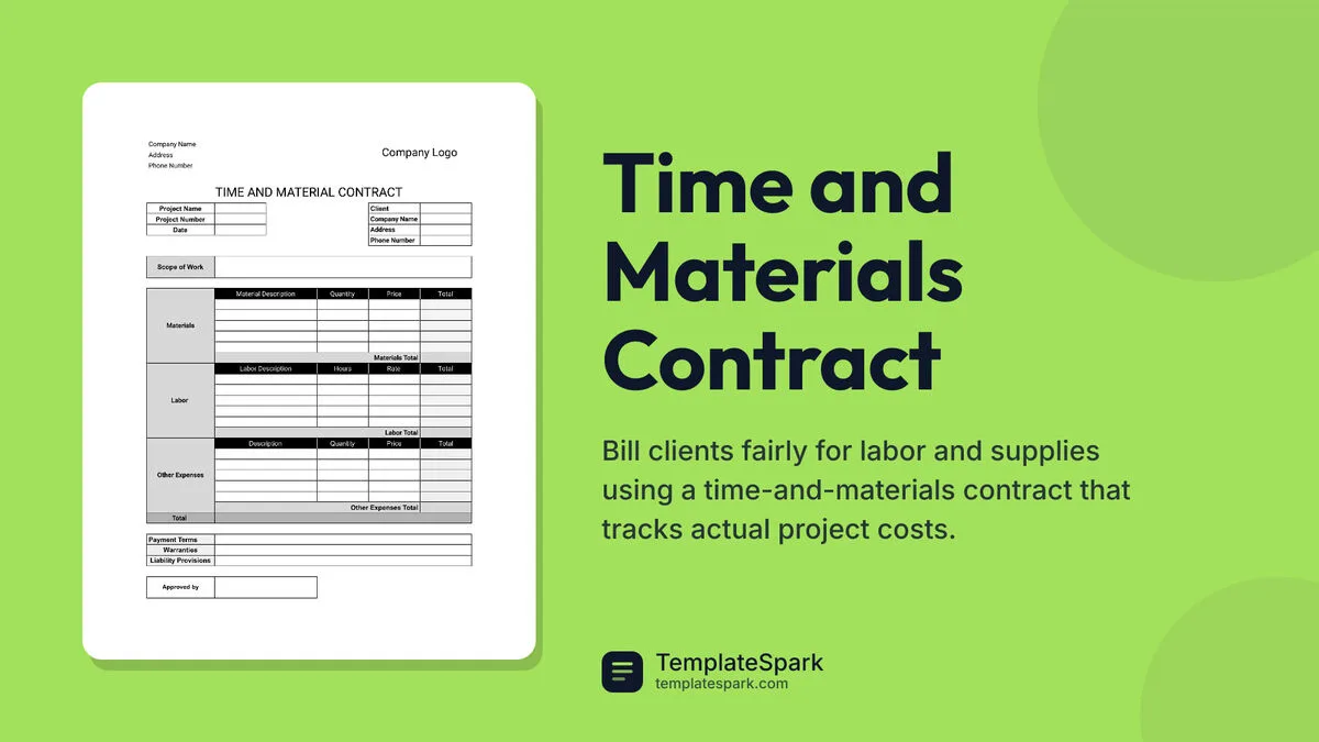 Time and Materials Contract Time and Materials Contract