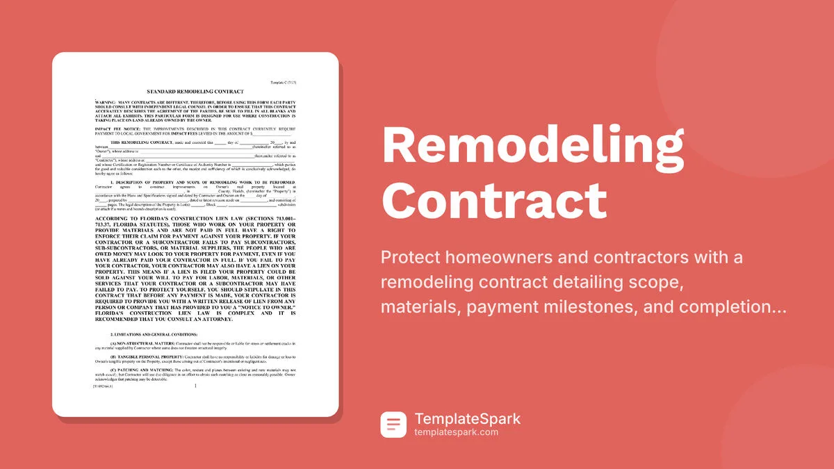 Remodeling Contract Remodeling Contract