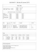 Sample Layout Call Sheet template thumbnail